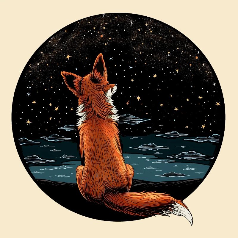 Fuchs mit Sternenhimmel