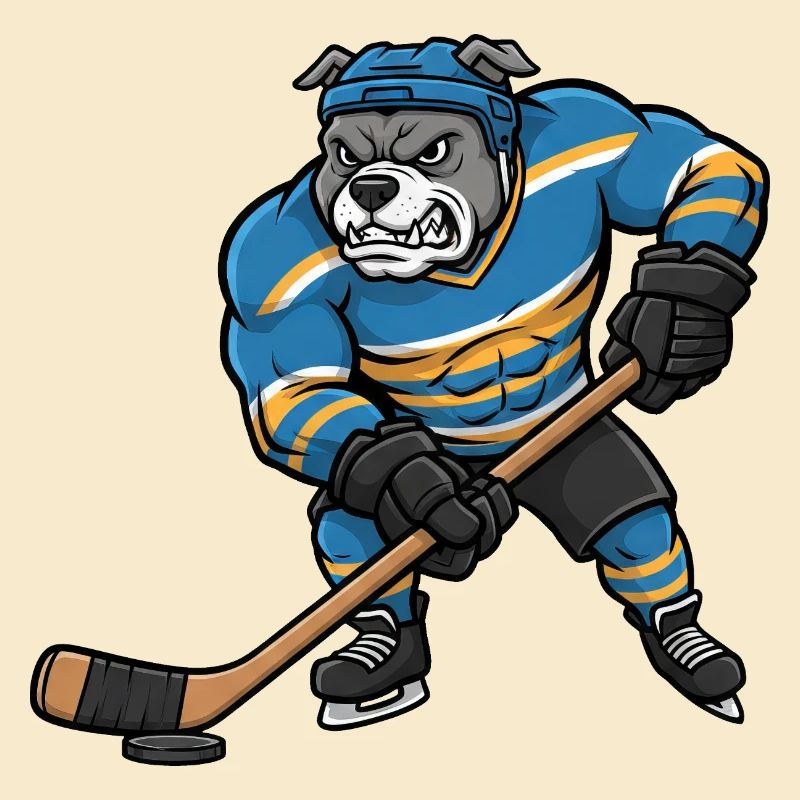 Cooler Pitbull mit Hockeyspieler Eishockey Spaß