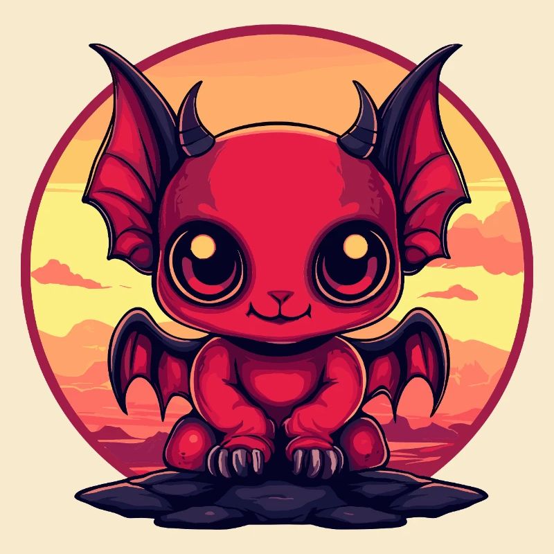 Roter Dämonen-Kobold am Abend