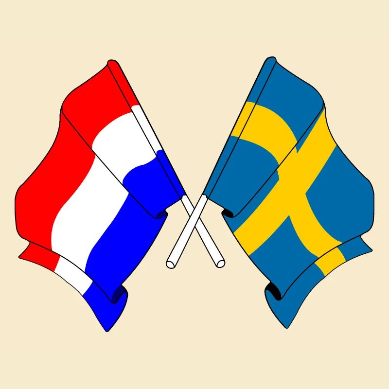 Drapeau des Pays-Bas et drapeau de la Suède