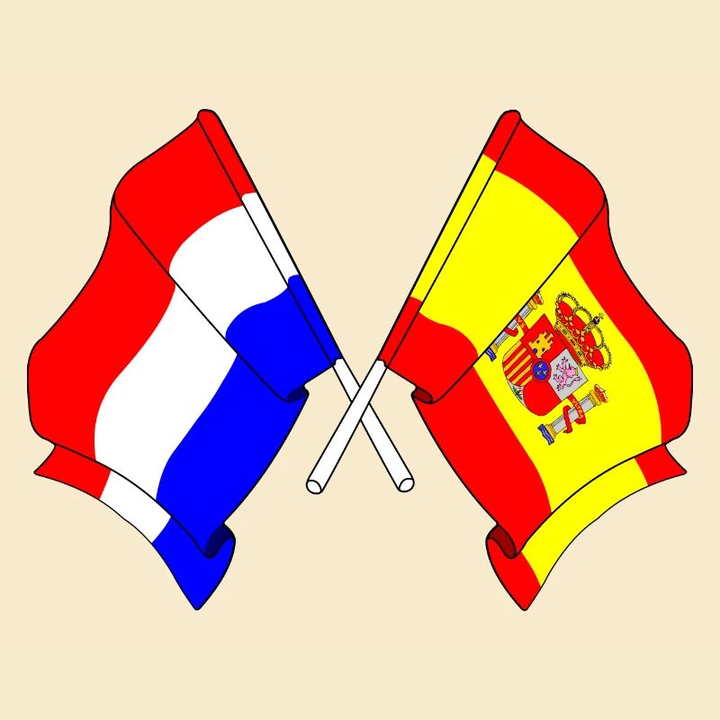 Drapeau des Pays-Bas et drapeau de l’Espagne