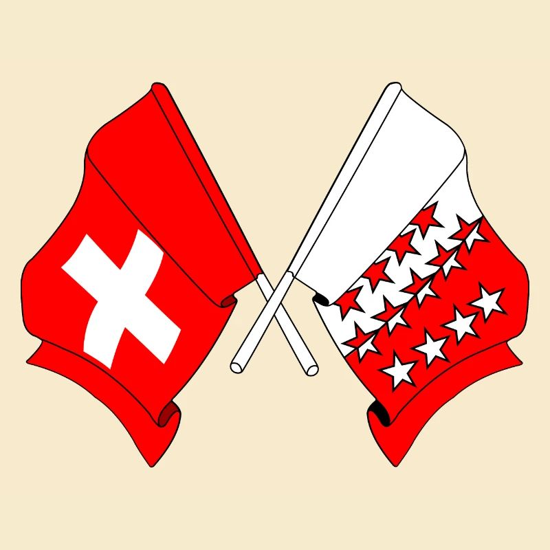 Drapeau de la Suisse et drapeau du Valais