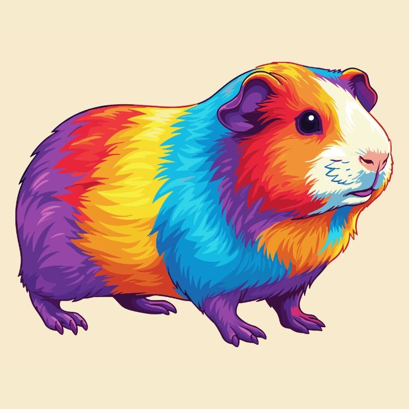 Aquarelle colorée Pop Art arc-en-ciel de cochon d’Inde