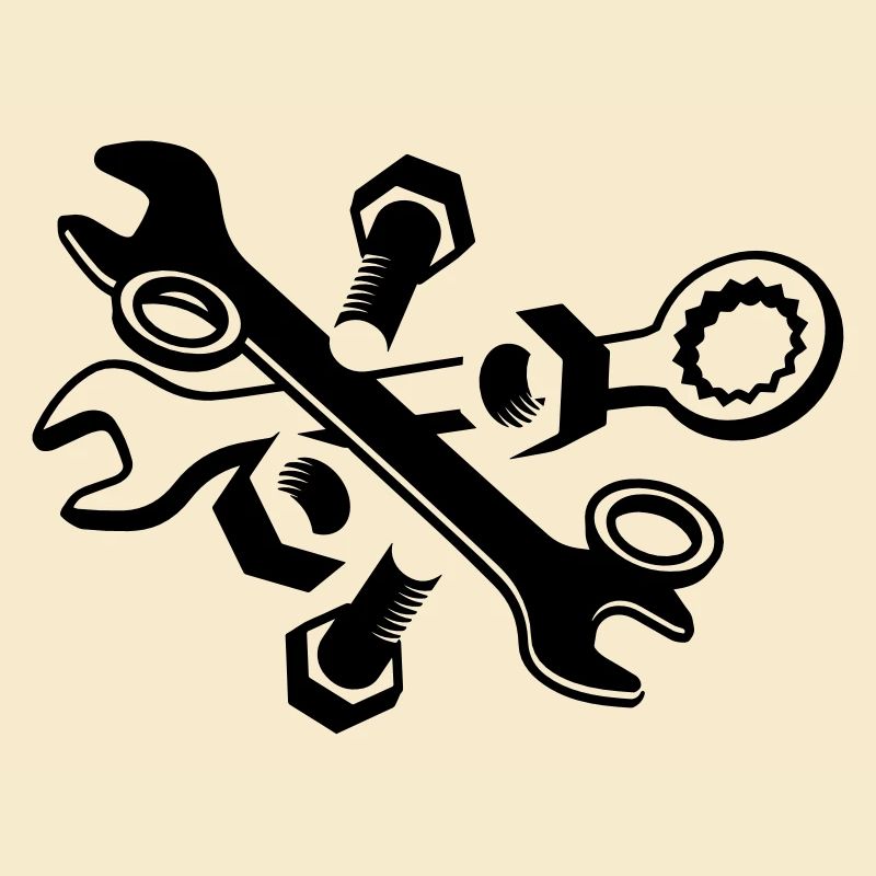 Screws, nuts and wrench