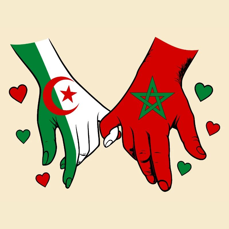 Algérie-Maroc Drapeau main dans la main
