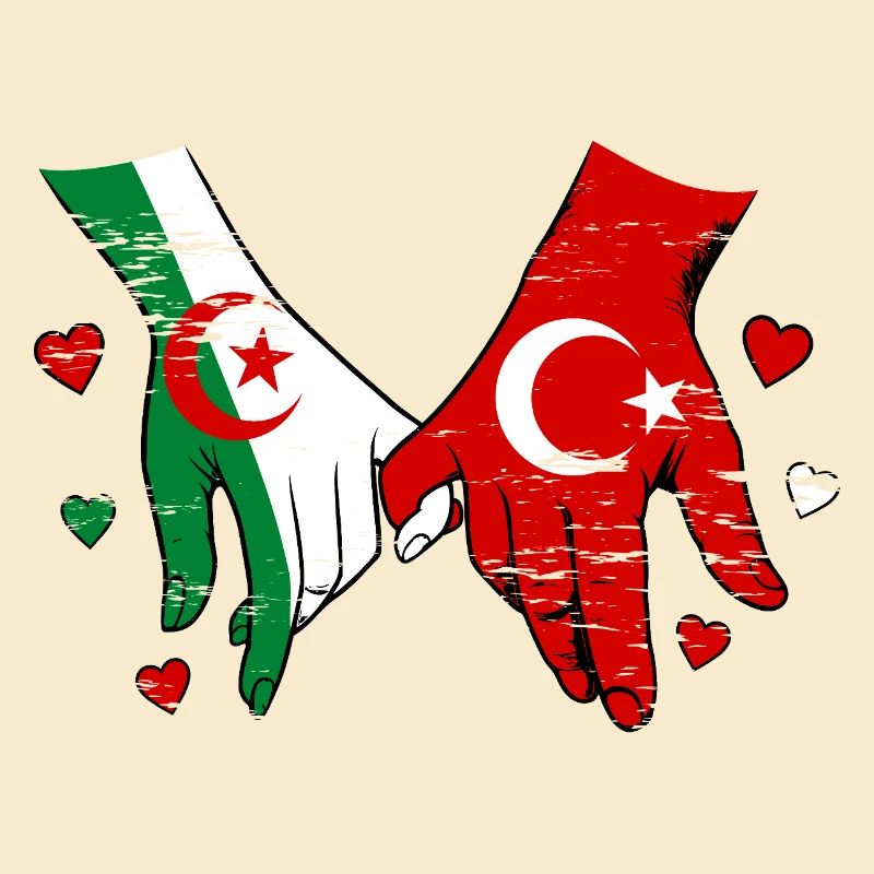 Algérie Drapeau Turc Tenue de la main utilisée