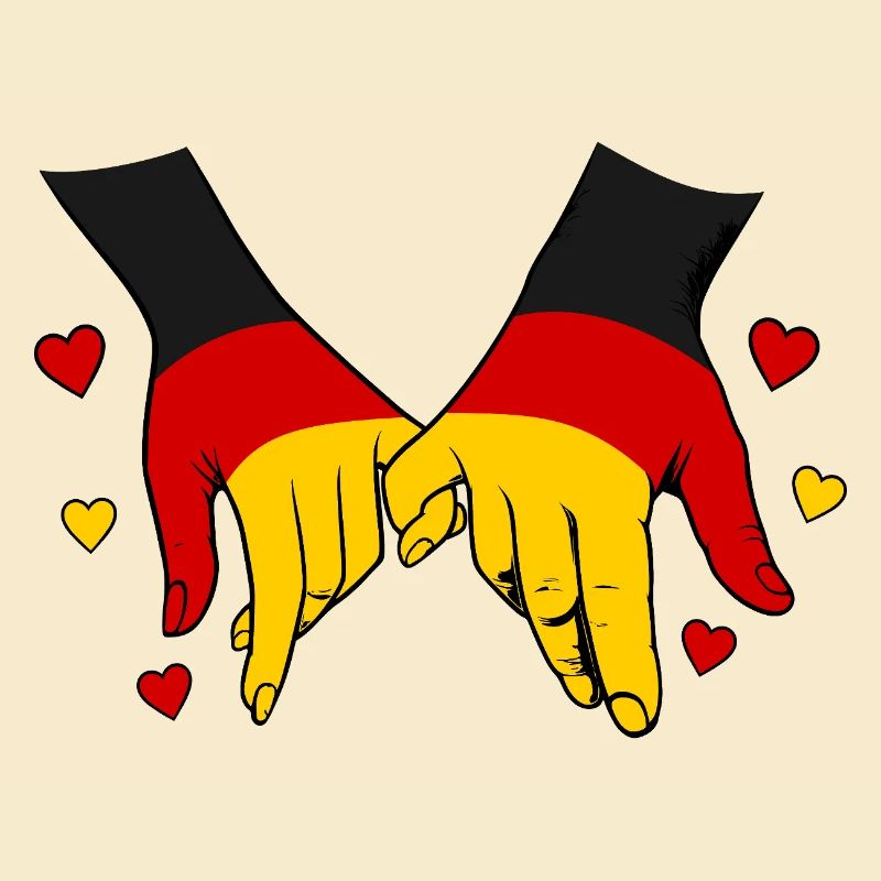 Drapeau allemand main dans la main