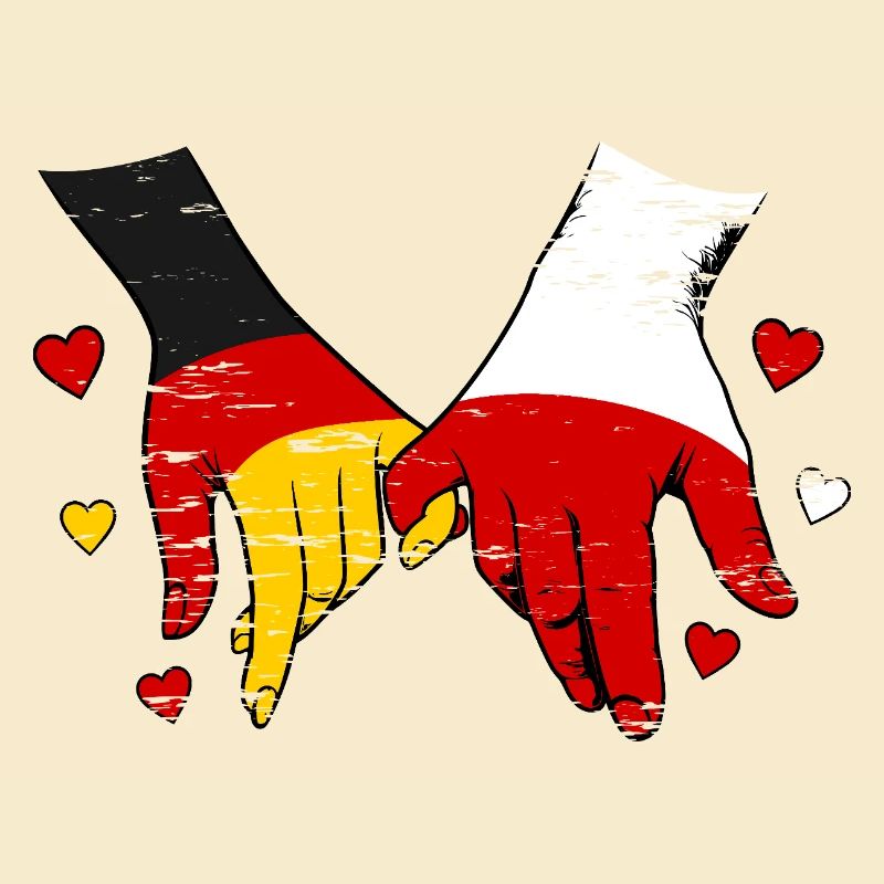 Drapeau Allemagne-Pologne se tenant la main
