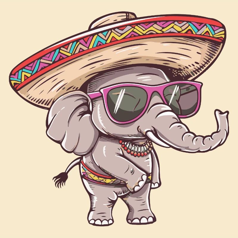 Elephant Comic Funny Sombrero
