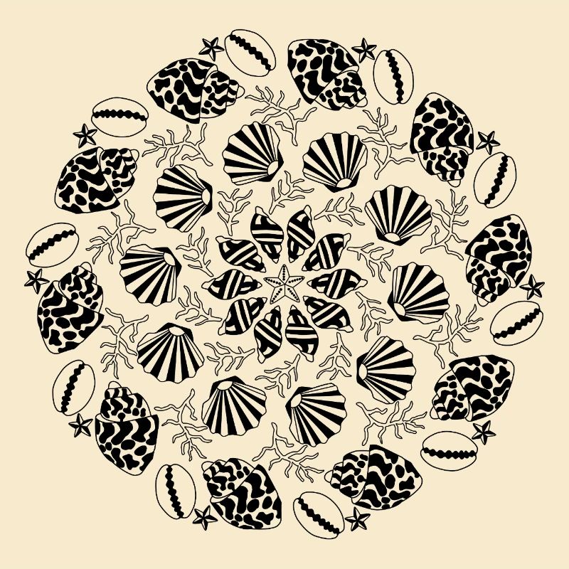 Shell Mandala noir et blanc