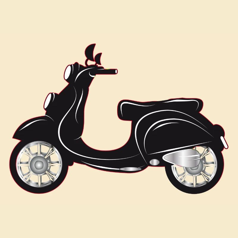 A black scooter with a colored edge