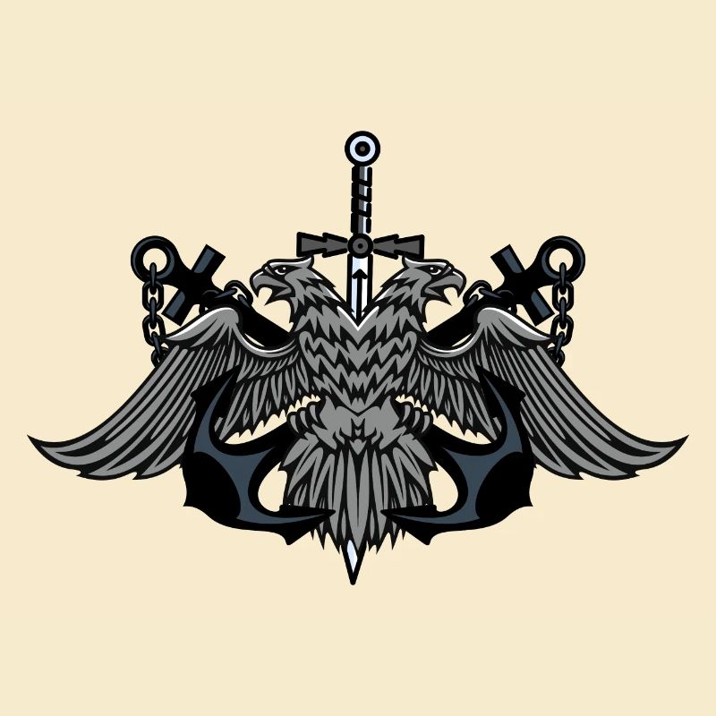 Zwillingsadler-Wappen mit Schwert