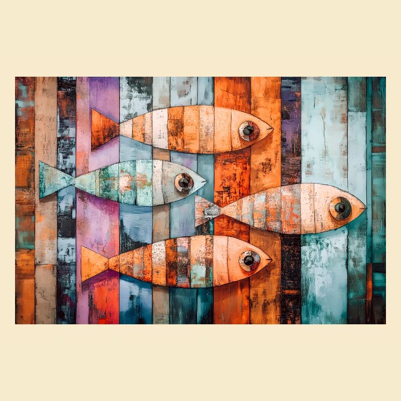 Colorful mosaic fish