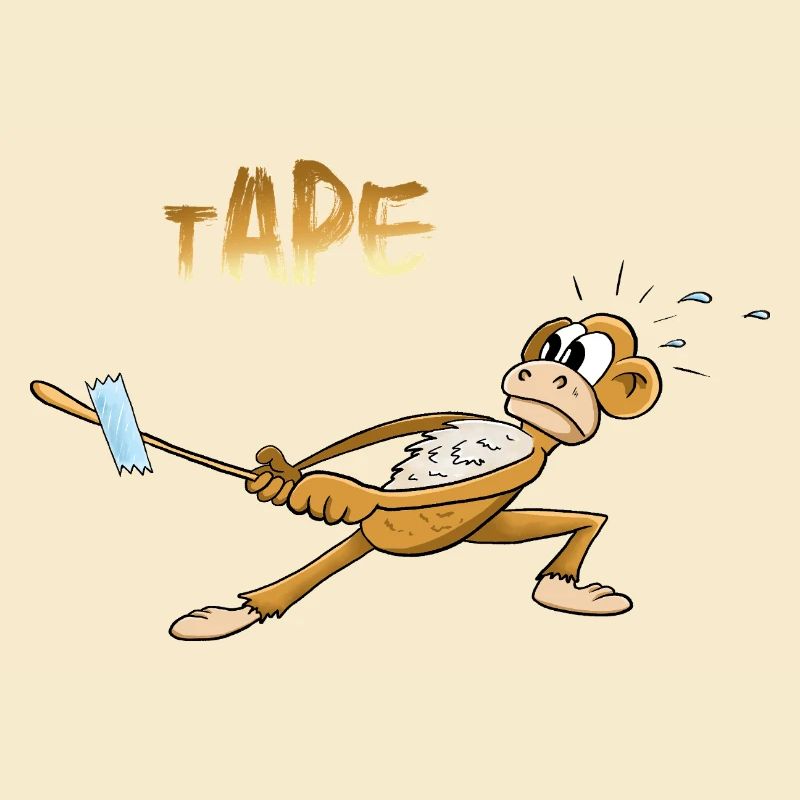 Humorous Monkey with Tape Design