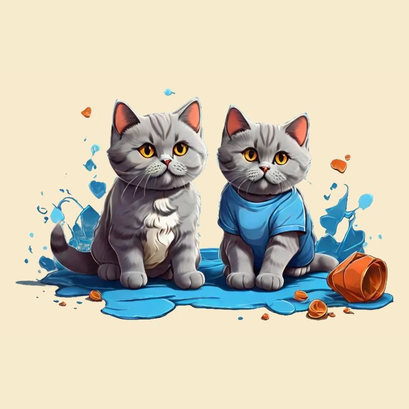 Katzenfreunde in Blauer Pfütze