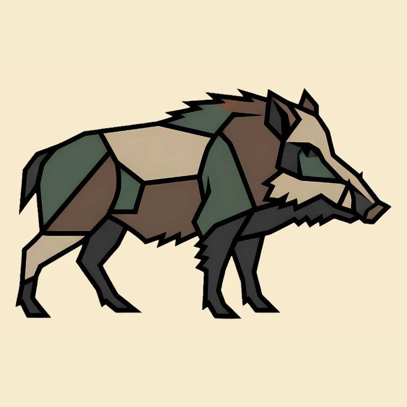 Geometric Boar Low Poly