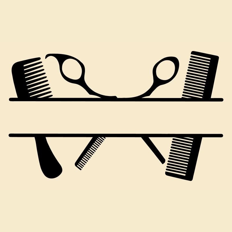 Two combs and scissors text banner