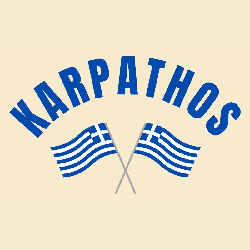 Karpathos avec drapeaux grecs croisés
