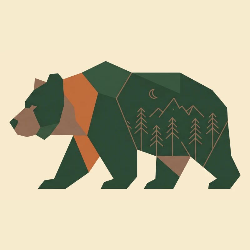 Geometric Forest Bear Moonlight