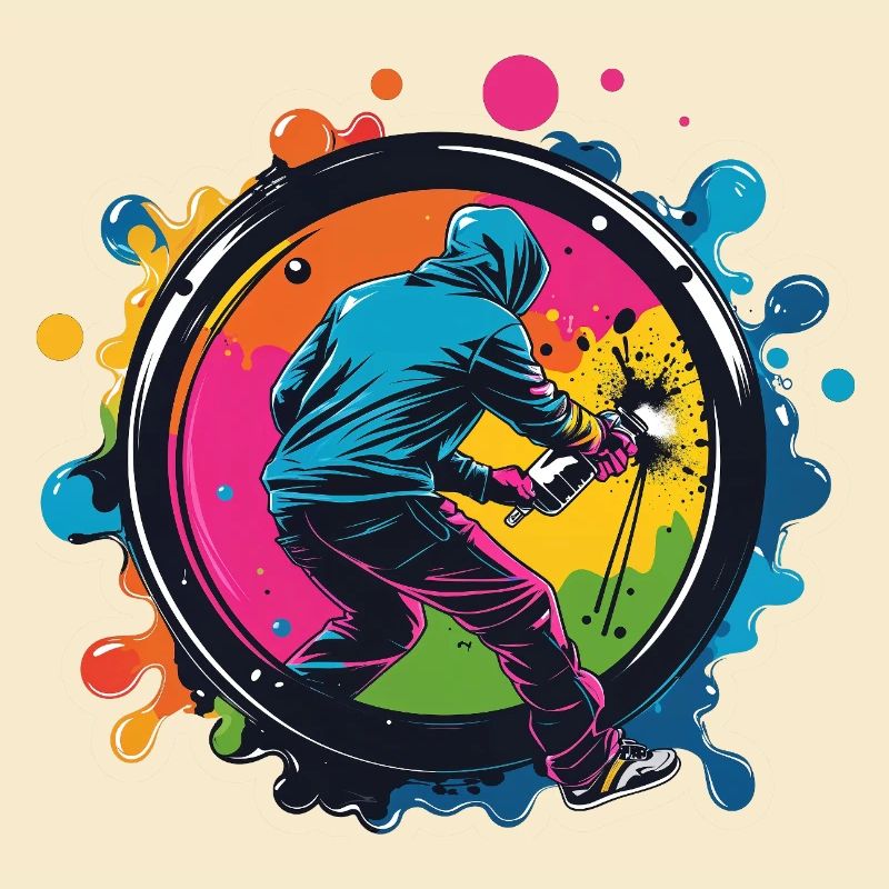 Graffiti dans un cercle coloré