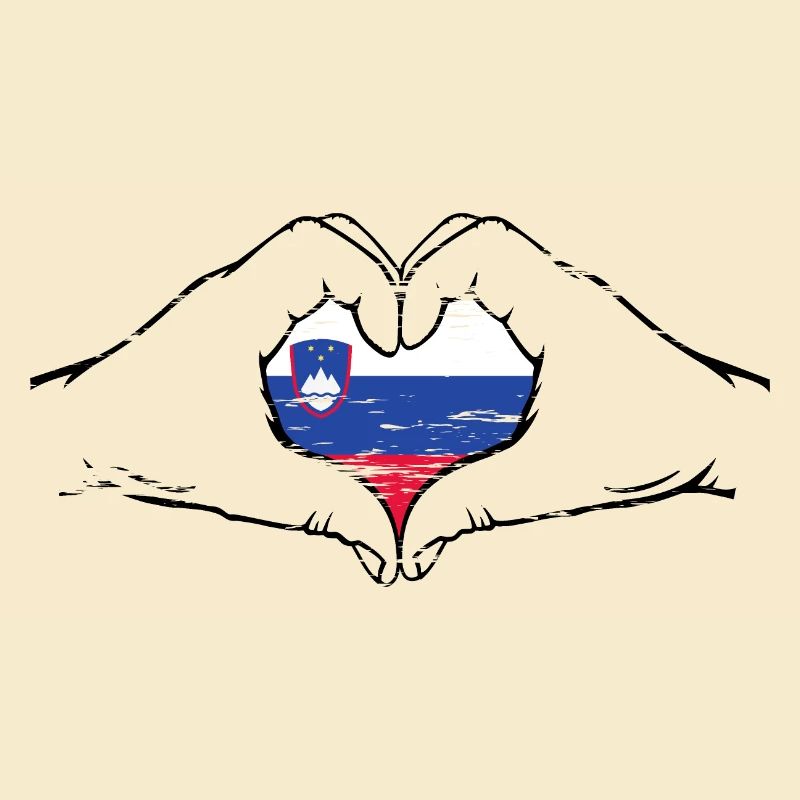 Drapeau de la Slovénie en forme de coeur utilisé