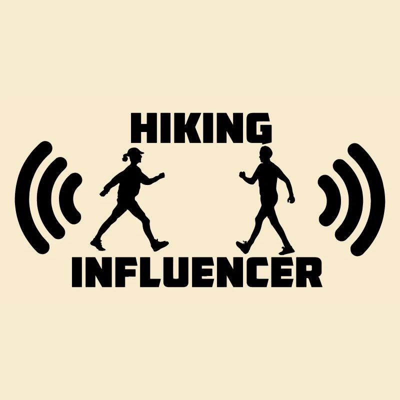 Marcher avec le texte Logo de l’influenceur de randonnée
