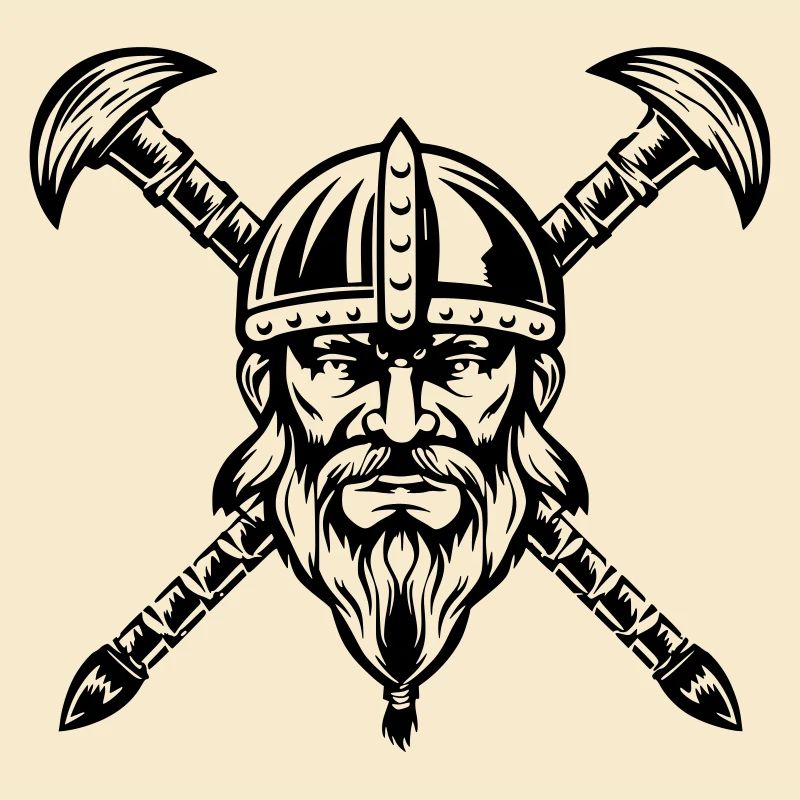 Bärtiges Wikinger-Kriegergesicht