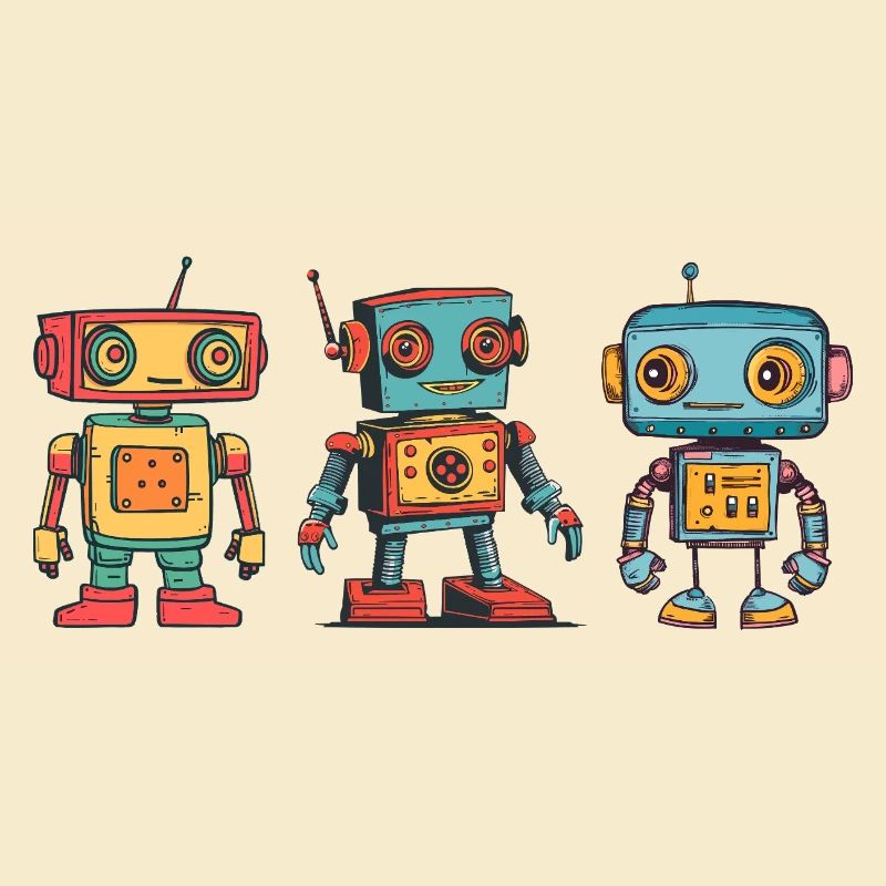 Nostalgic Retro Robot Illustration