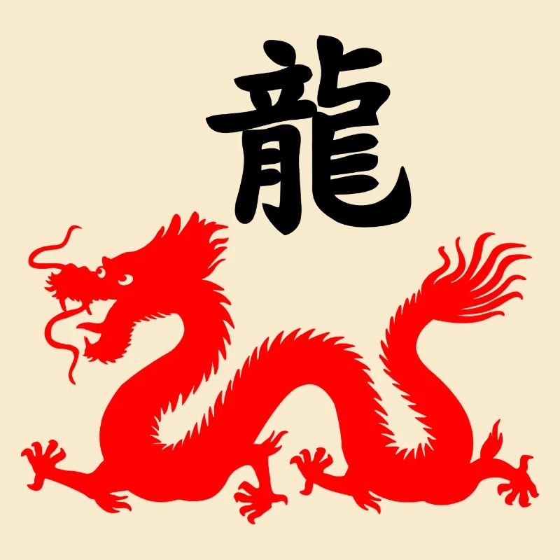 Écriture chinoise avec image de dragon rouge