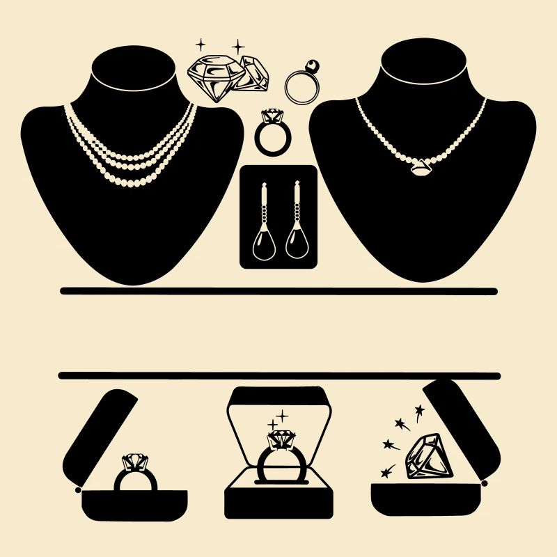 Logo de bijoutier avec bagues, diamants