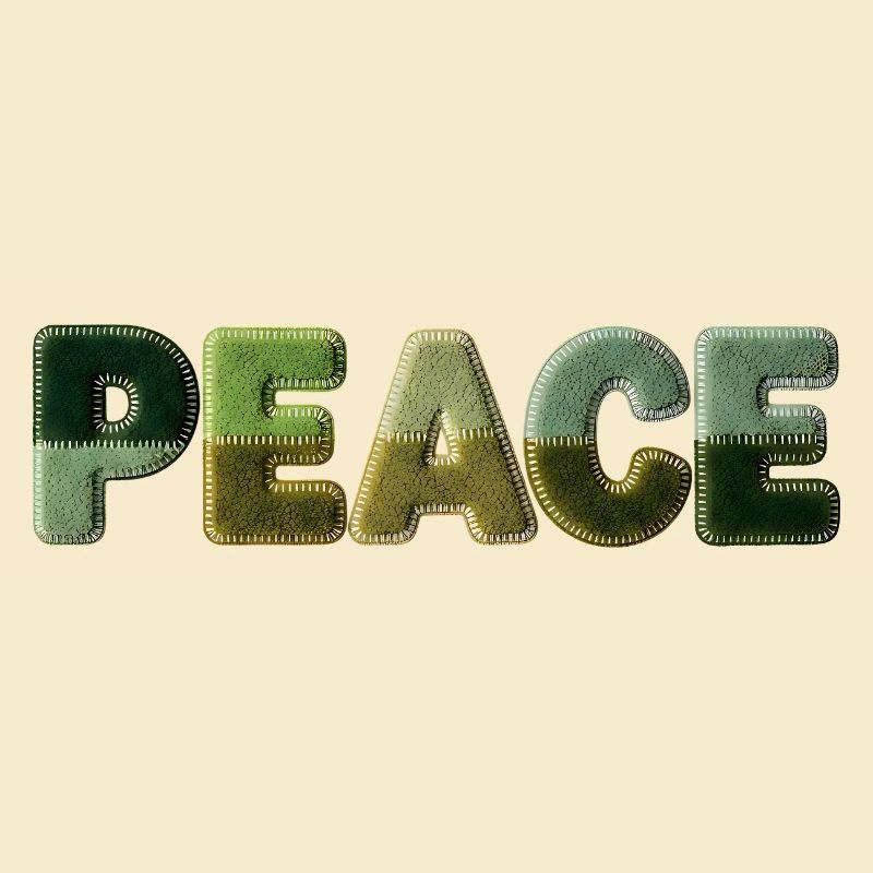 Peace Lettering Patchwork Look 70s Style