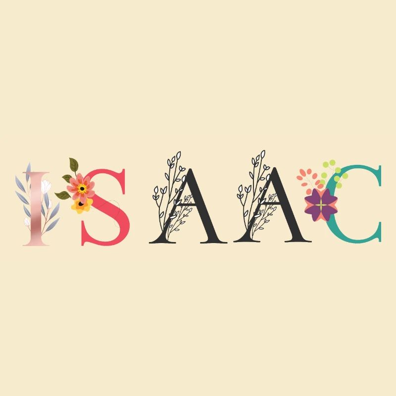 Art du nom ISAAC avec fleurs brodées