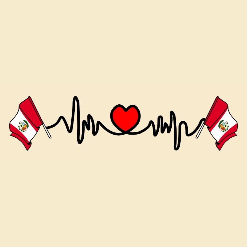 Cardio coeur avec drapeau Pérou