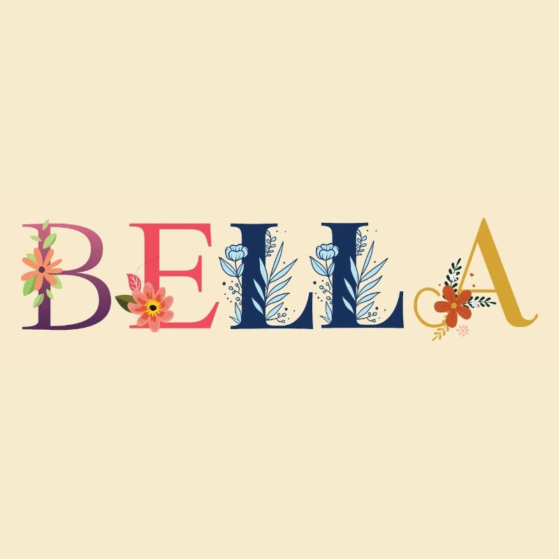 BELLA name decorated with flowers