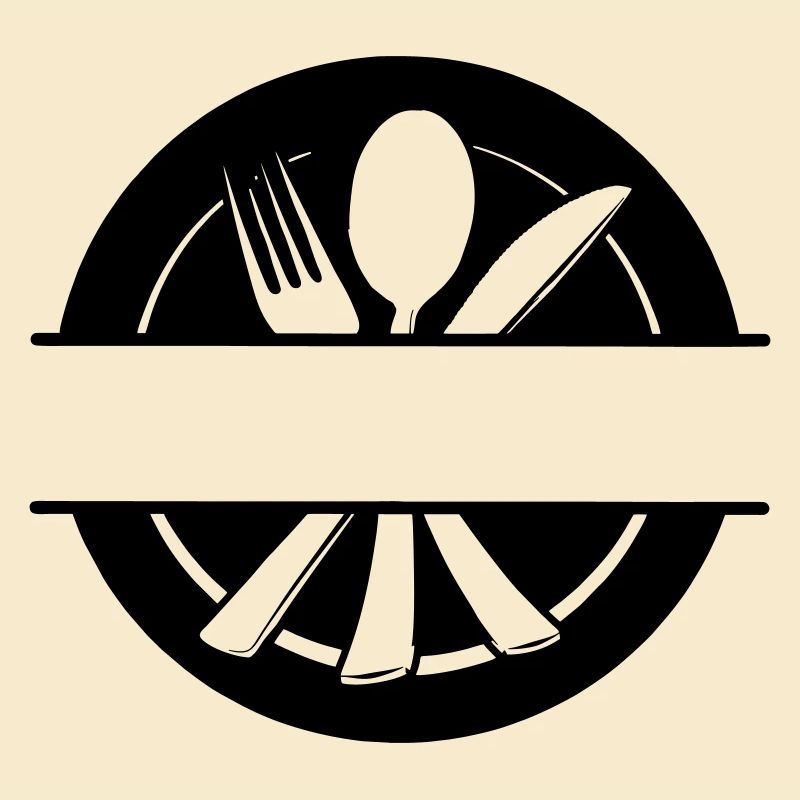 Besteck-Menü-Logo mit Teller