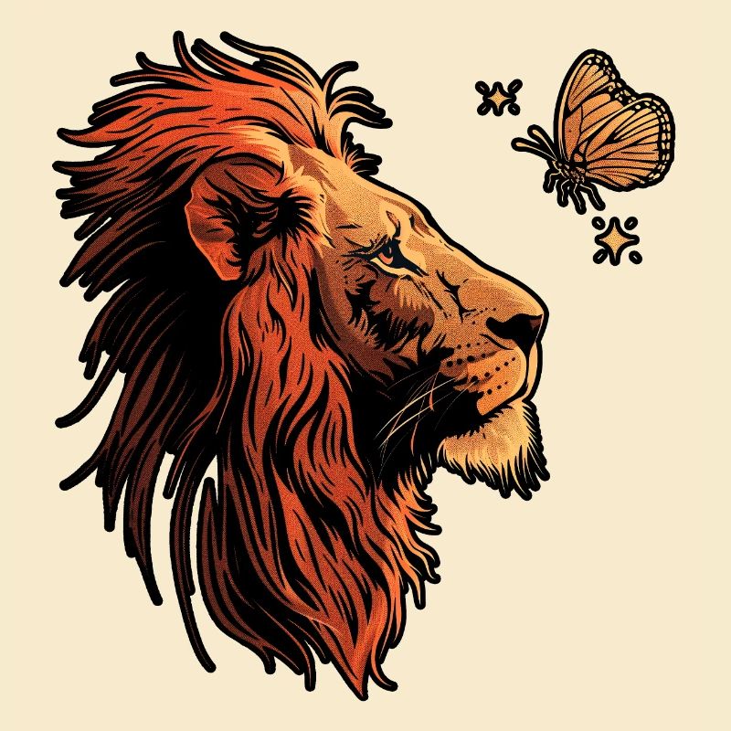 Lion with butterfly