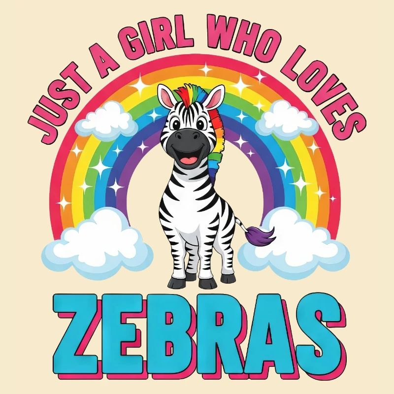Süßes Zebra Cartoon Regenbogen Mädchen Spruch