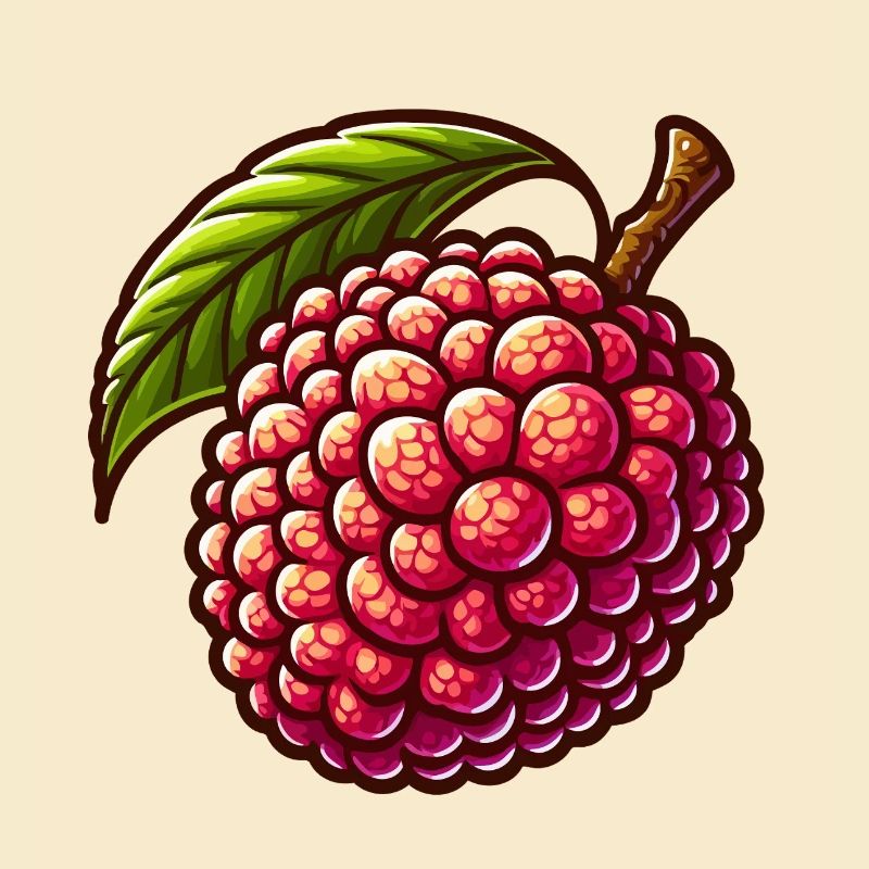 Lebendige Litschi im illustrativen Stil
