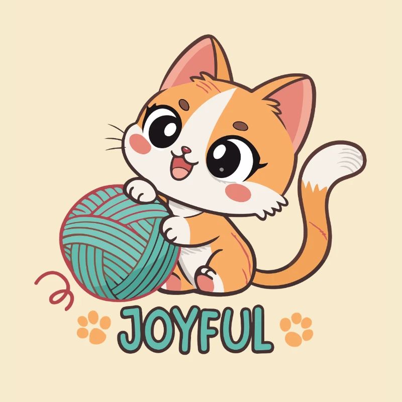 Happy Kitten and Turquoise Ball