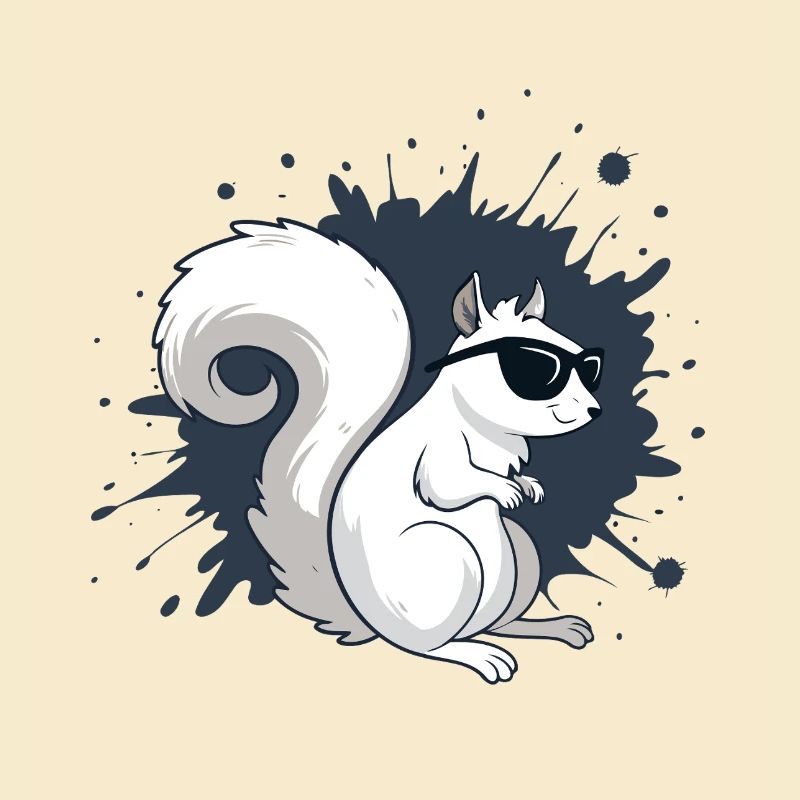 Schickes weißes Eichhörnchen mit schwarzer Brille