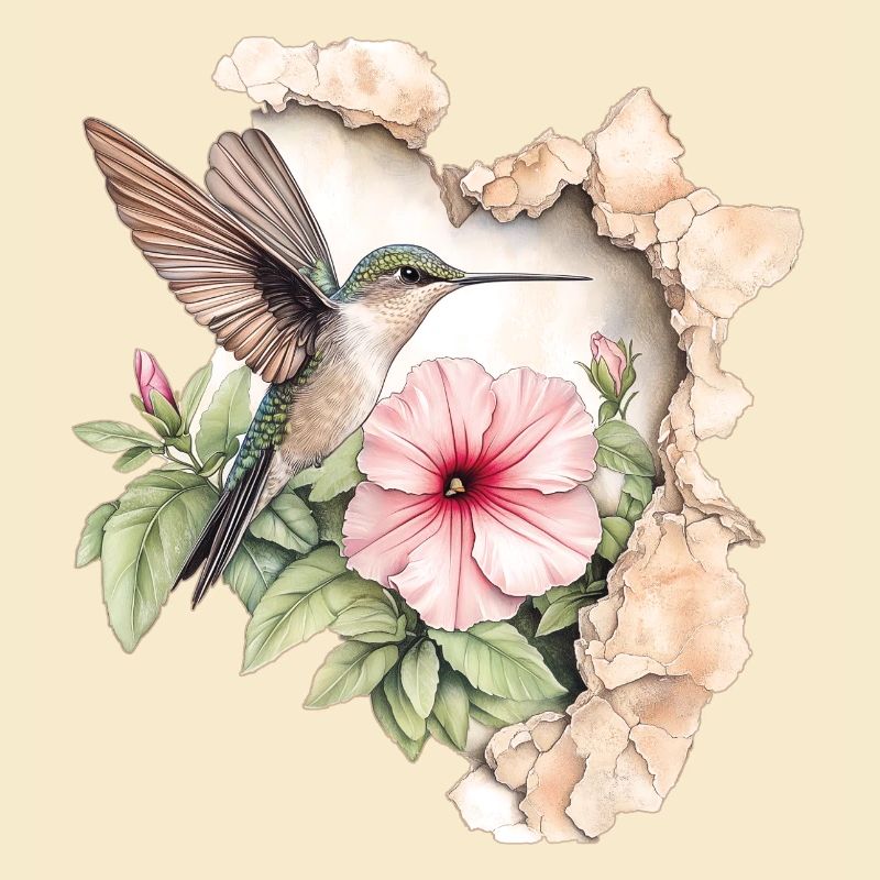 Colibri avec fleur