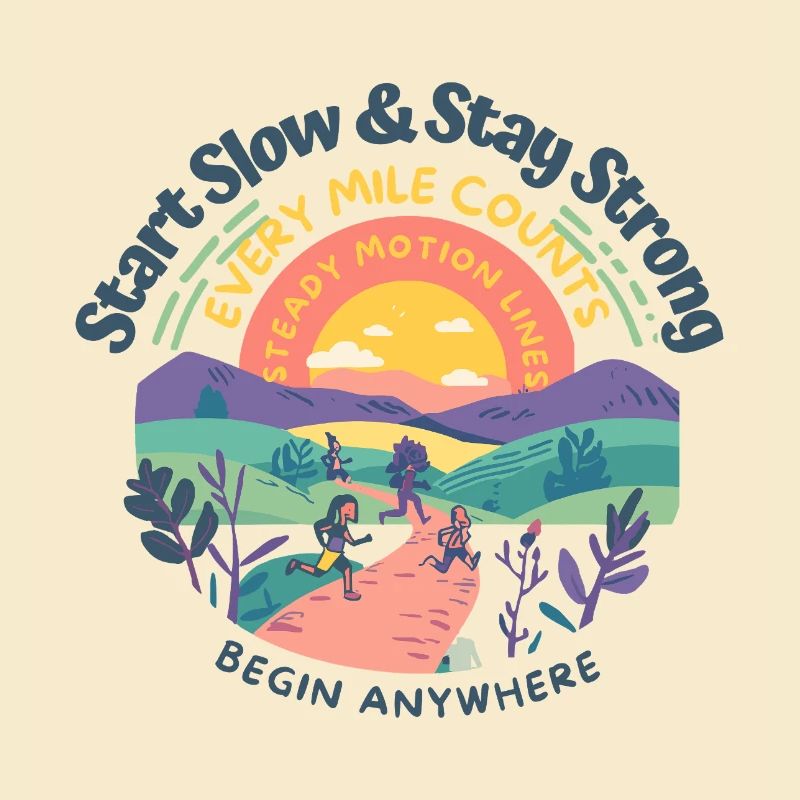 Start Slow Stay Strong Running Motivation Art