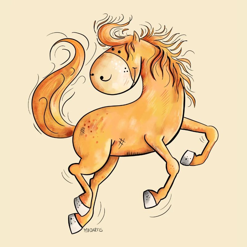 Wild horse in flowing mane I Comic