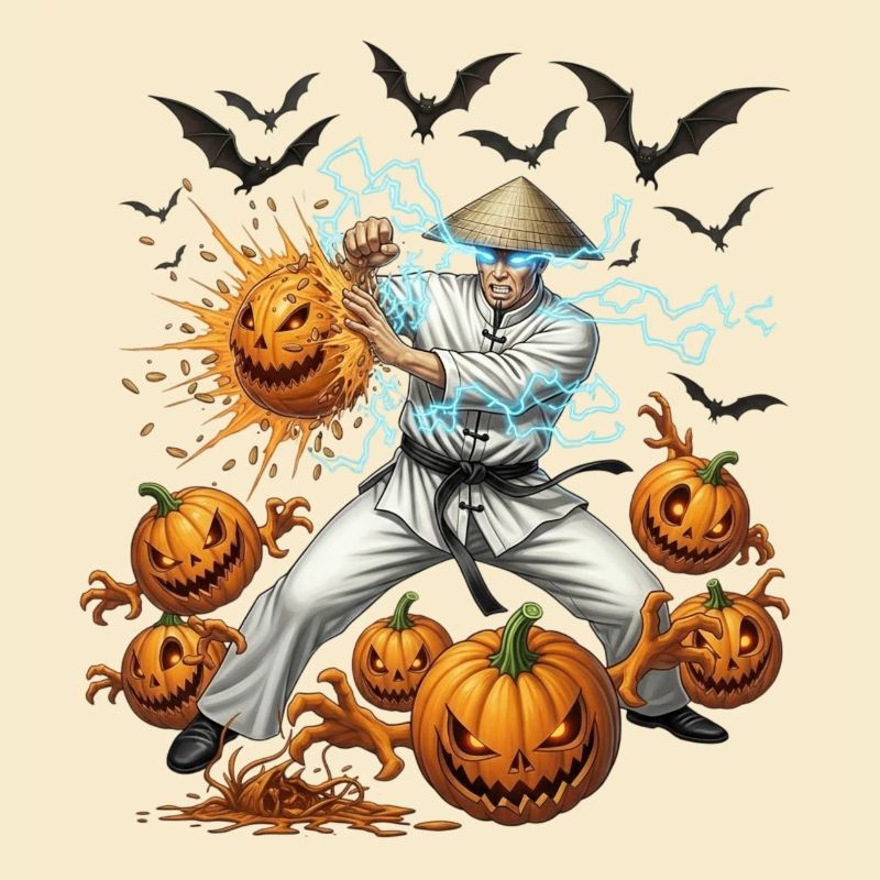 Ninja vs Halloween Pumpkins