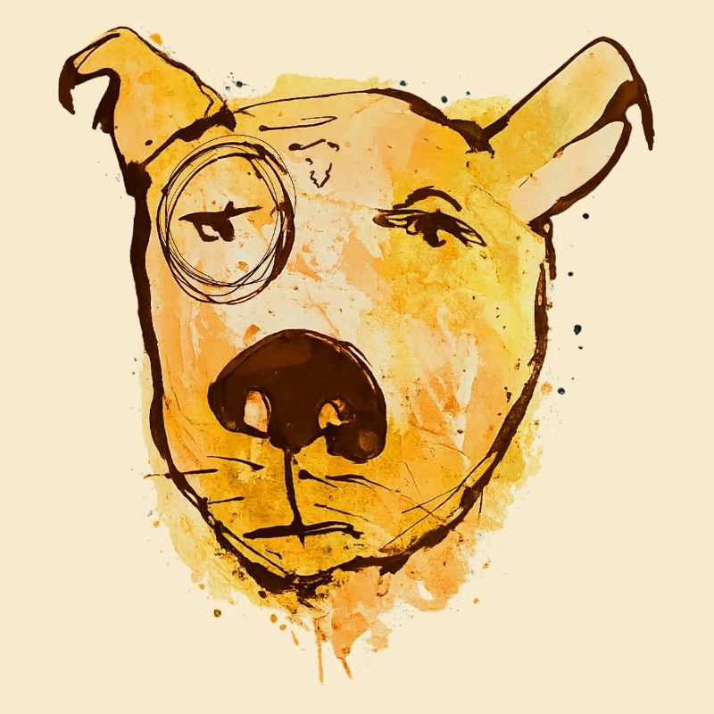 Chien aquarelle avec monocle