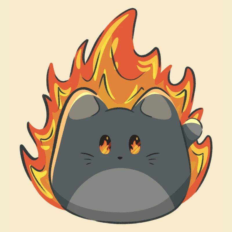 Chat mignon avec du feu