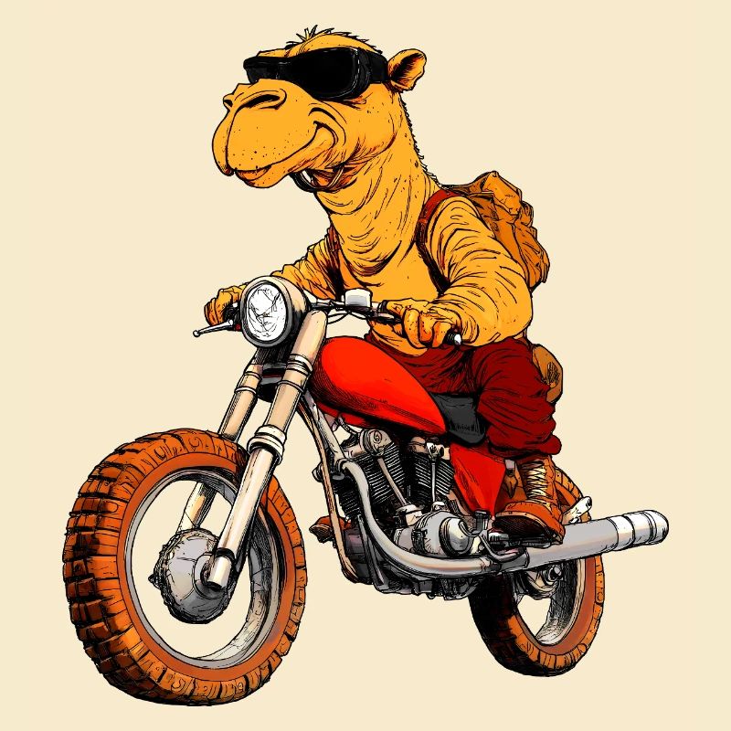 Kamel Motorradfahrer