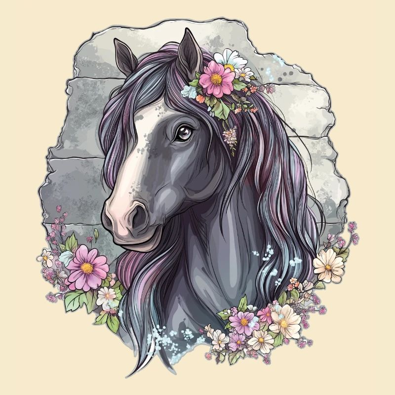 Cheval aux fleurs