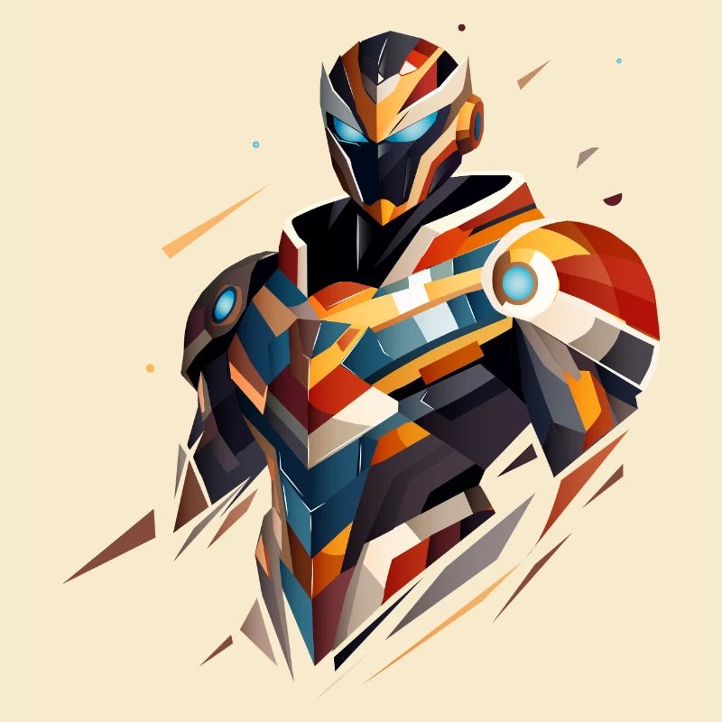 Futuristischer Sci-Fi Held in geometrischem Stil