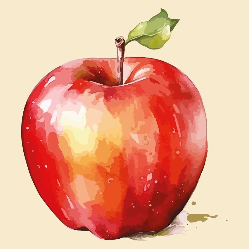 Watercolor Apple – Red Fruit Accent